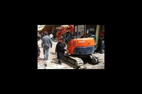 Crete shopping street as construction site 